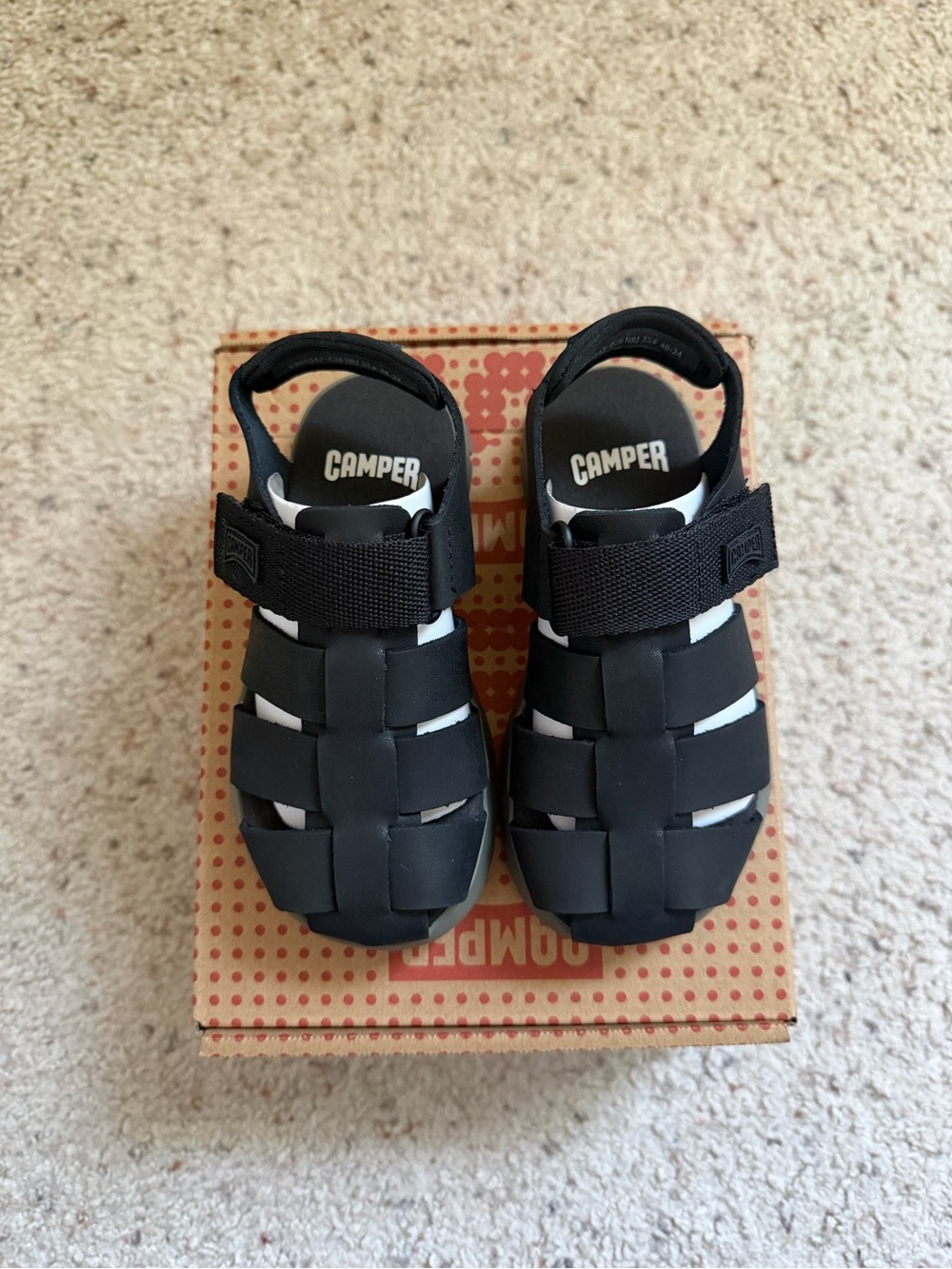 Camper Kids Oruga Black Sandals EU 25 / US 8 Toddler Lightweight Summer Shoes